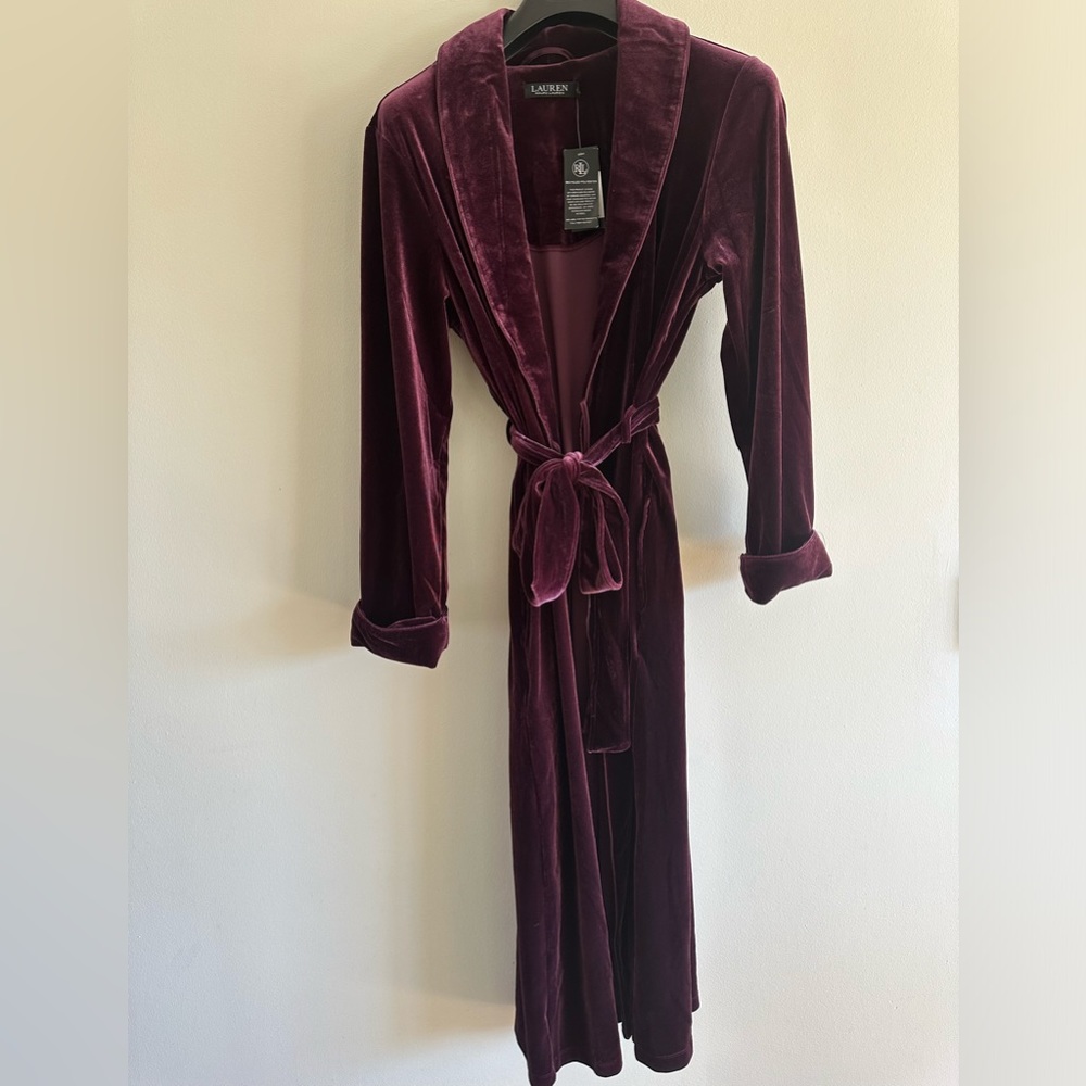 Ralph Lauren Velvet Long Robe in Burgundy size M NEW!!!